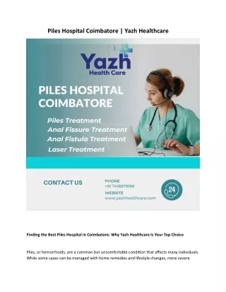 Piles Hospital Coimbatore | Yazh Healthcare