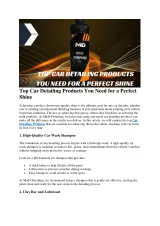 Top Car Detailing Products You Need for a Perfect Shine