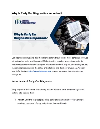 Why Is Early Car Diagnostics Important