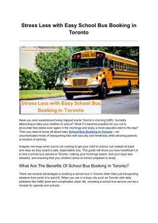 Simplify Your Mornings: Stress-Free School Bus Booking in Toronto