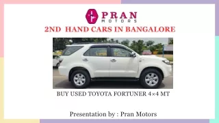 Second Hand Toyota Fortuner in Bangalore | Pre Owned Cars in Bengaluru