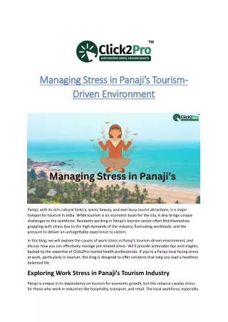 managing stress in panaji s tourism managing
