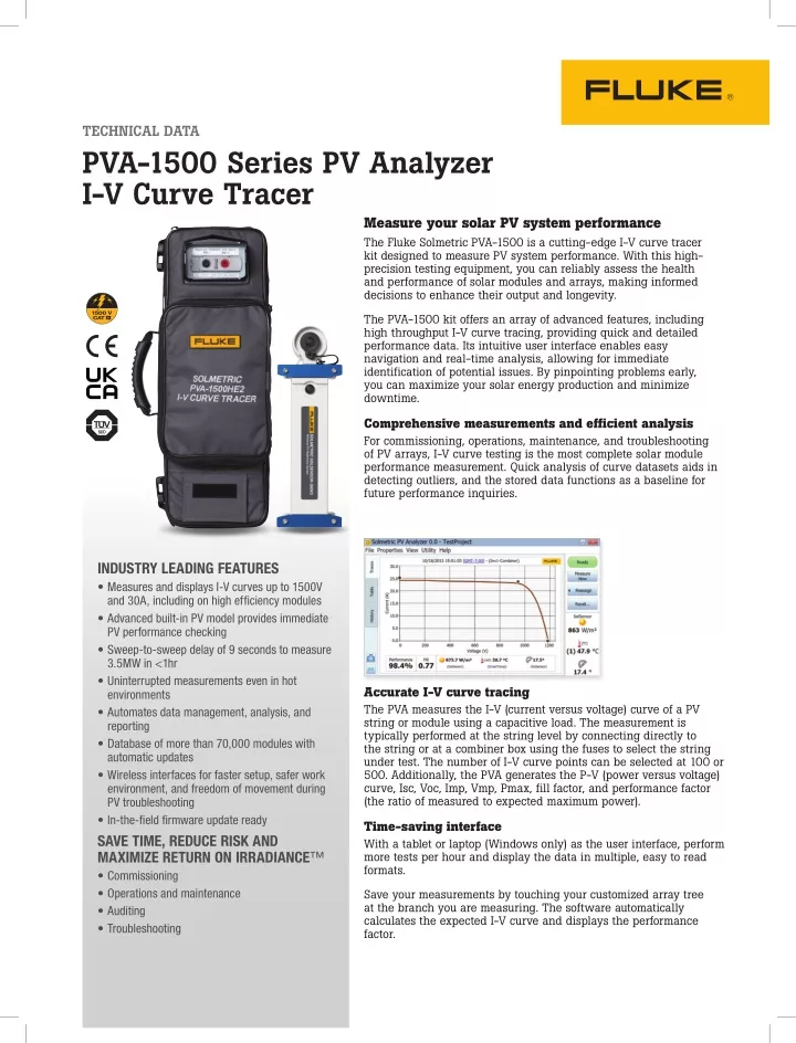 technical data pva 1500 series pv analyzer