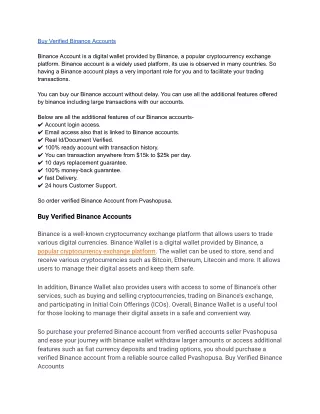 12 Sites to Buy Verified Binance Accounts - 100% Safe