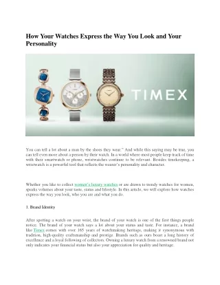 how your watches express the way you look