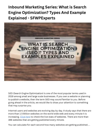 Inbound Marketing Series What is Search Engine Optimization Types And Example Explained - SFWPExperts