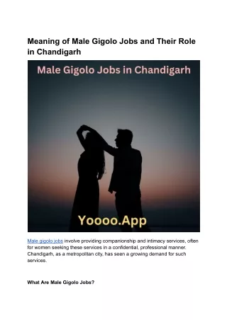 How to Become a Male Gigolo in Chandigarh