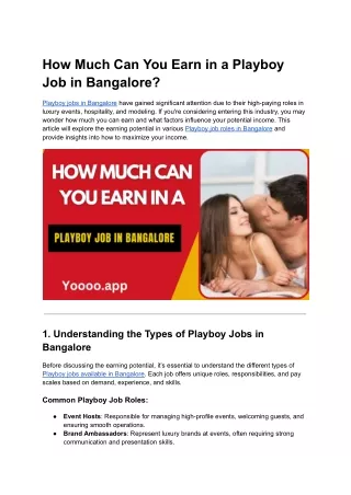 How Much Can You Earn in a Playboy Job in Bangalore_