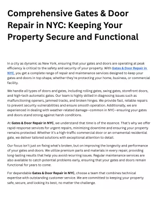 Comprehensive Gates & Door Repair in NYC Keeping Your Property Secure and Functional