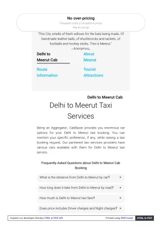 Delhi to Meerut Cab