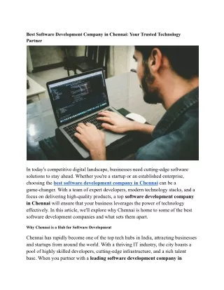 Best Software Development Company in Chennai_ Your Trusted Technology Partner