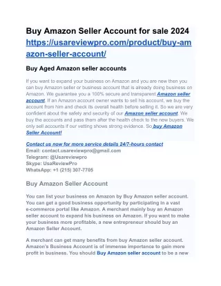 Buy Amazon Seller Account for sale 2024