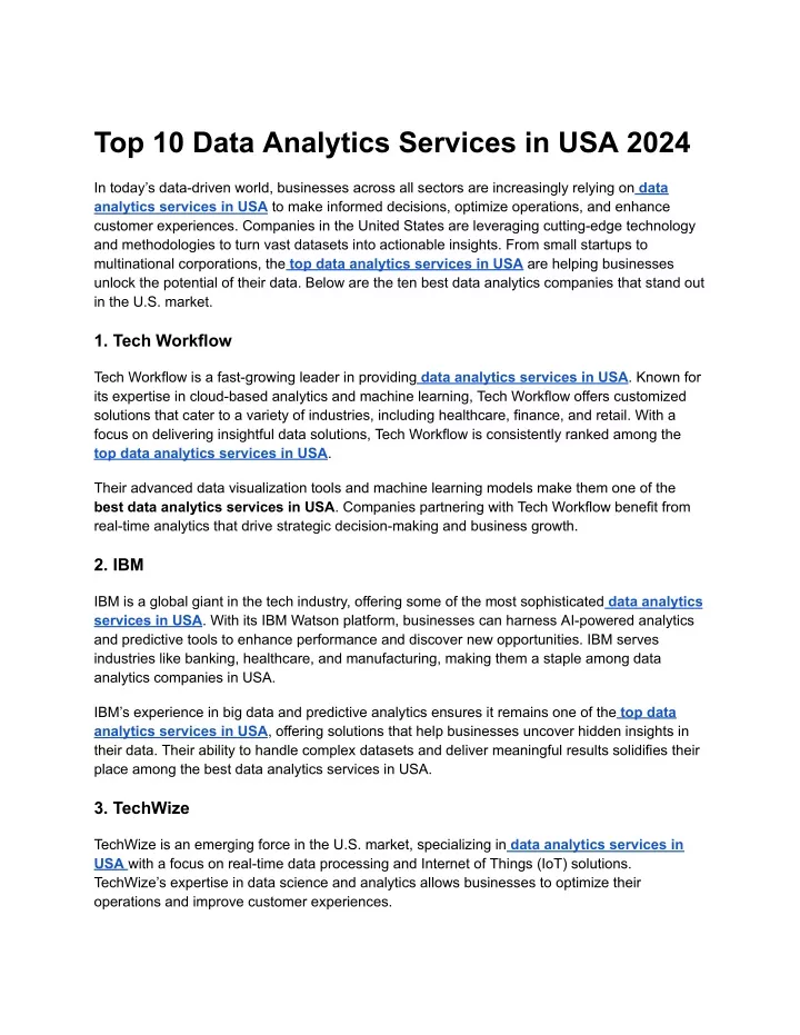 top 10 data analytics services in usa 2024