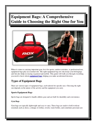 Equipment Bags A Comprehensive Guide to Choosing the Right One for You