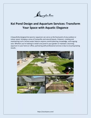 Transform Your Space with Koi Pond Design and Aquarium Services