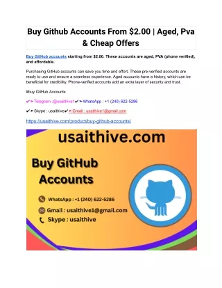 Buy Github Accounts From $2