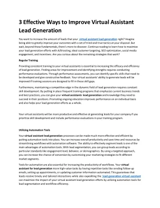 virtual assistant lead generation