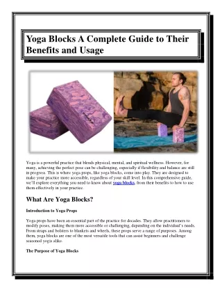 Yoga Blocks A Complete Guide to Their Benefits and Usage