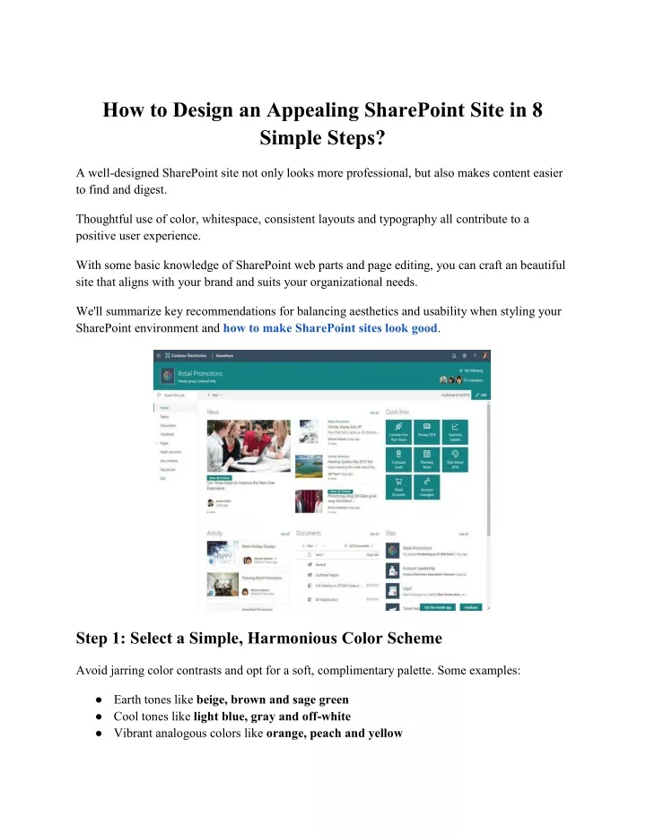 how to design an appealing sharepoint site