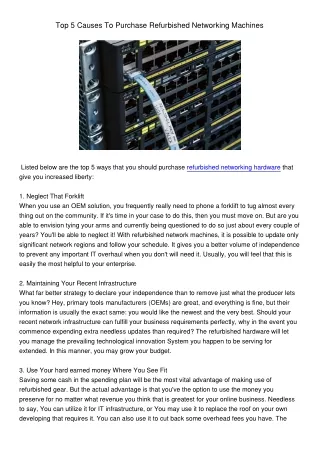 top 5 causes to purchase refurbished networking