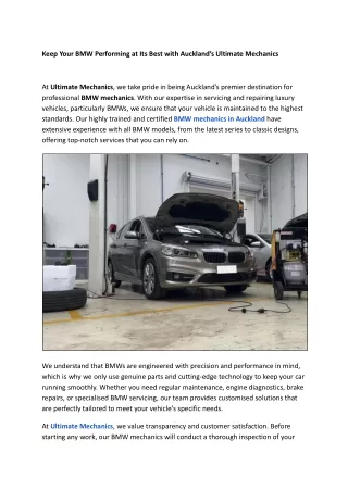 Keep Your BMW Performing at Its Best with Auckland’s Ultimate Mechanics