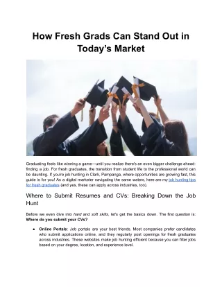 how fresh grads can stand out in today s market