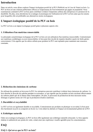 L'impact écologique positif de la PLV en bois