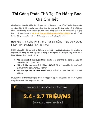 Thi cong phan tho tai Da Nang - Bao gia chi tiet