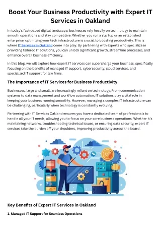 Boost Your Business Productivity with Expert IT Services in Oakland