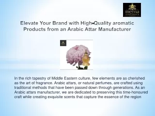 Elevate Your Brand with High-Quality aromatic Products from an Arabic Attar Manu