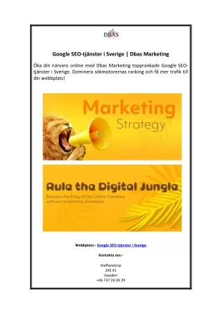 Google SEO-tjänster i Sverige  Dbas Marketing