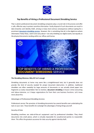 Top Benefits of Hiring a Professional Document Shredding Service
