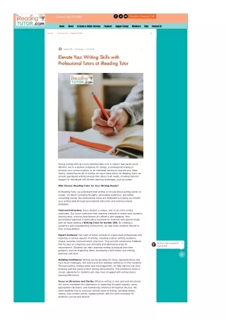Elevate Your Writing Skills with Professional Tutors at iReading Tutor