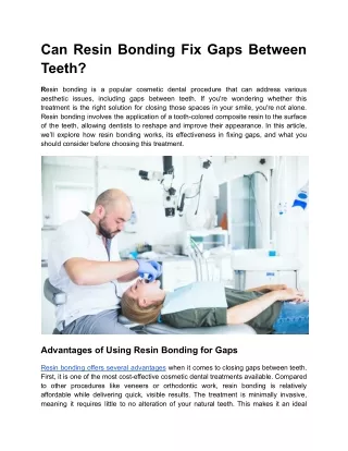 Can Resin Bonding Fix Gaps Between Teeth