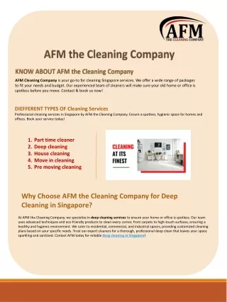 Deep cleaning services in Singapore |AFM the Cleaning Company|