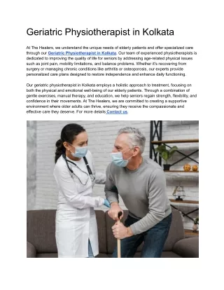 Geriatric Physiotherapist in Kolkata