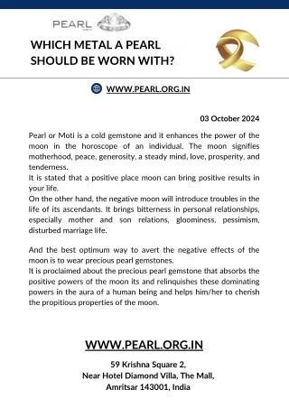 which metal a pearl should be worn with