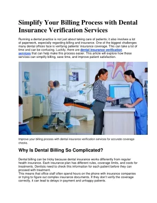 Simplify Your Billing Process with Dental Insurance Verification Services