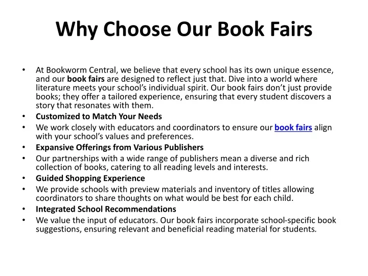 why choose our book fairs