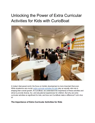 Extra Curricular Activities for Kids with CurioBoat