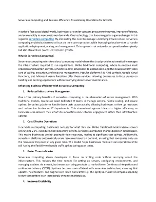 serverless computing and business efficiency