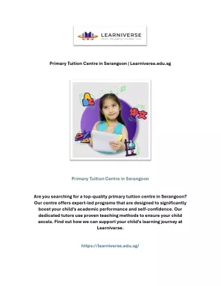 Primary Tuition Centre in Serangoon | Learniverse.edu.sg