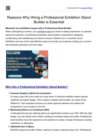 Reasons Why Hiring a Professional Exhibition Stand Builder is Essential