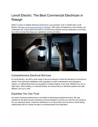 Levolt Electric_ The Best Commercial Electrician in Raleigh