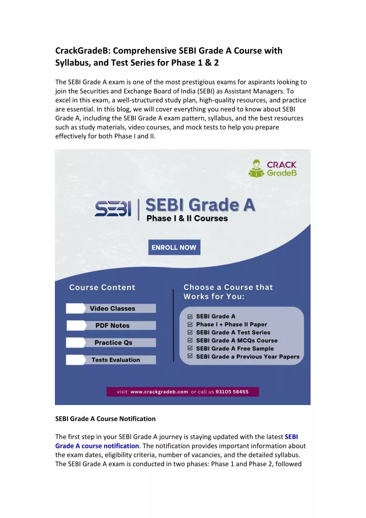 crackgradeb comprehensive sebi grade a course