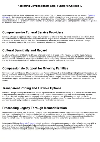 Embracing Compassionate Care: Funeraria Chicago IL