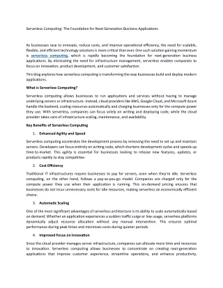 serverless computing the foundation for next