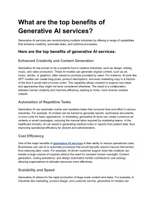 What are the top benefits of Generative AI services?