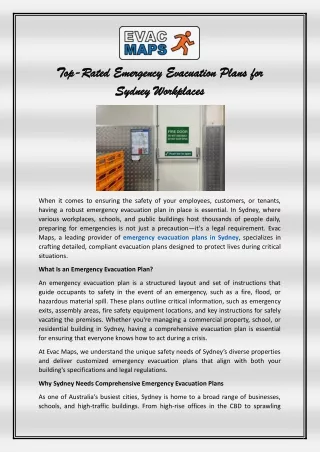 Top-Rated Emergency Evacuation Plans for Sydney Workplaces