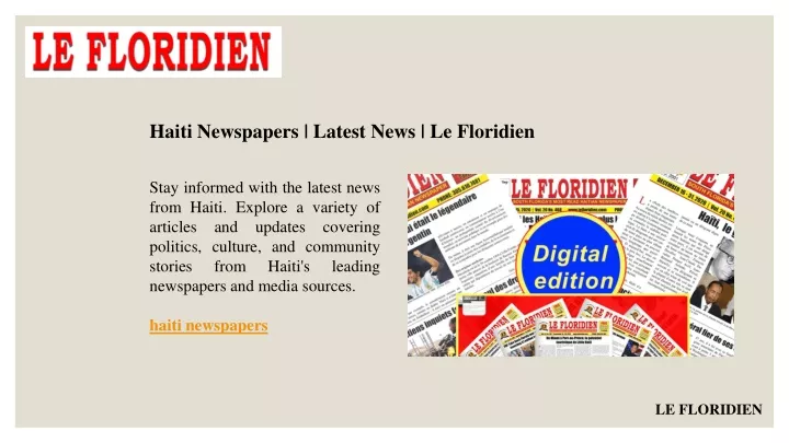 haiti newspapers latest news le floridien